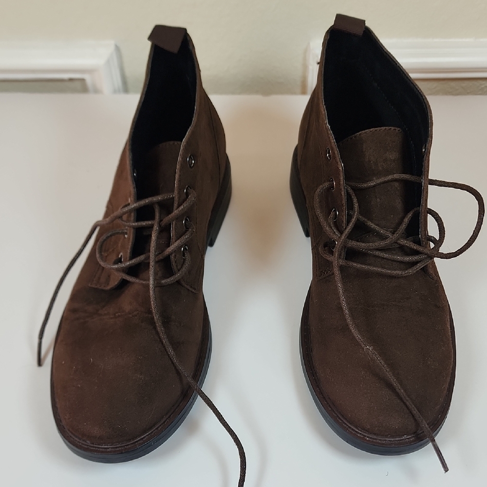 Alfani Men Brown Chukka Ankle Style Lace-Up Boots Size 8.5